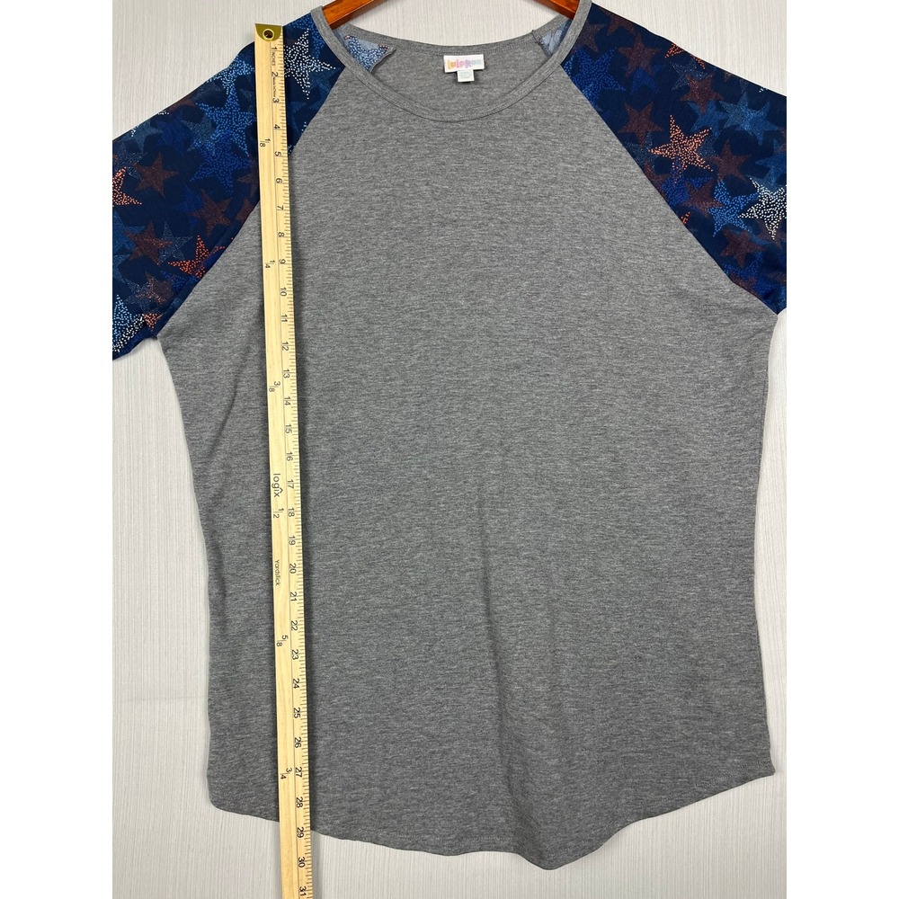 LuLaRoe Randy Raglan T-Shirt Women 2XL Gray Baseball Tee Stars Americana Casual - Picture 7 of 7